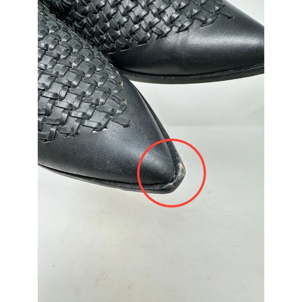 Frye Grace Crosshatch Venetian Woven Pointed Toe Loafer Black 8.5
